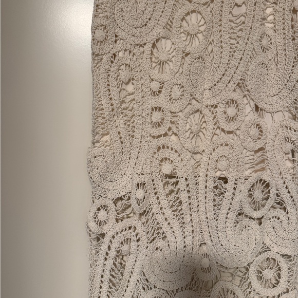 NWT Zara Gorgeous Cream Macramé Lace Resort Sheer Midi Skirt Medium - Picture 3 of 6